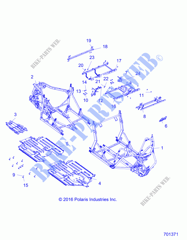 CHASSIS, CHASSIS AND SKID PLATES   R18RHE99BK/KBS (701371) pour Polaris GENERAL 4P 1000 EPS de 2018