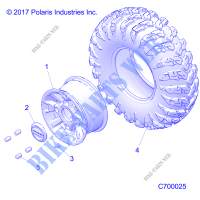 ROUES, FRONT   R18RRU99AS/BS (C700025) pour Polaris 	RANGER XP 1000 EPS NORTHSTAR HVAC EDITION de 2018