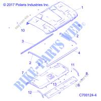 TOIT   R18RRU99AS/BS (C700124 4) pour Polaris 	RANGER XP 1000 EPS NORTHSTAR HVAC EDITION de 2018