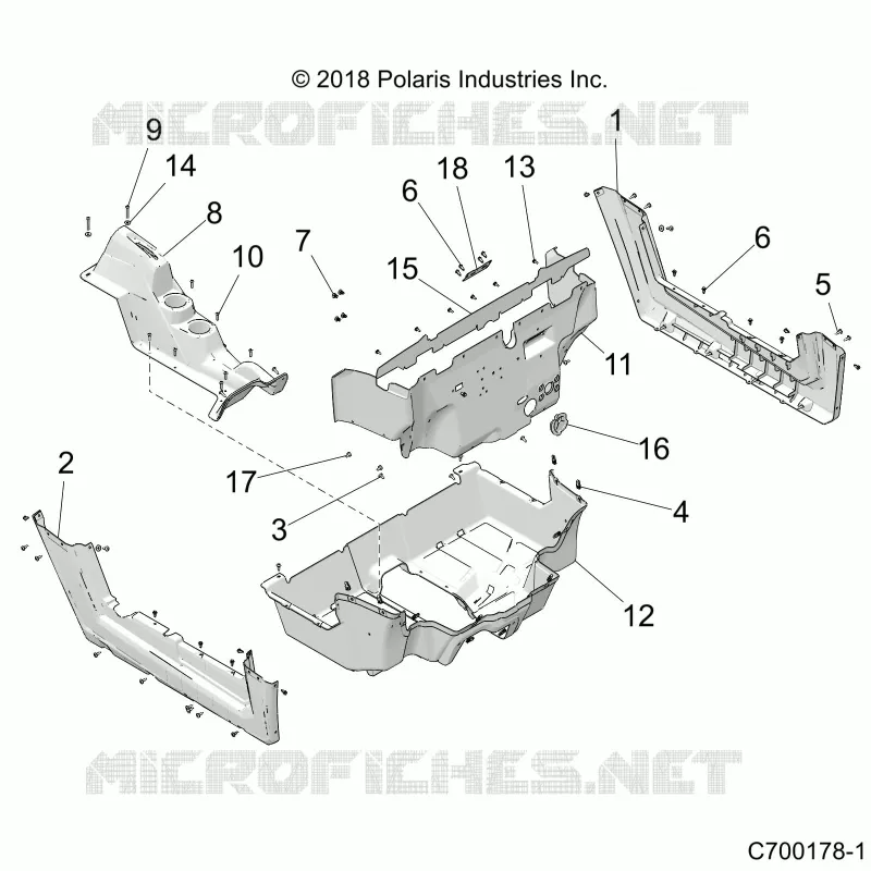 PLANCHER ET PANNEAUX LATERAUX - Z20CHA57A2/E57AM (C700718-1) Polaris RZR 570 2020 RZR 570  RZR 570