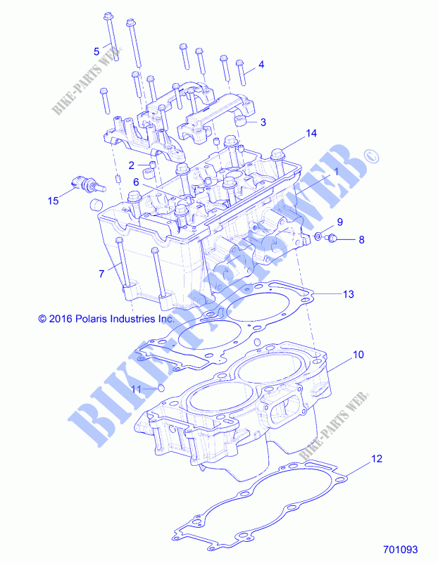 CYLINDRE AND HEAD   Z20A5A87B2/E87BP/BK/BX (701093) pour Polaris RZR 900 50 INCH de 2020