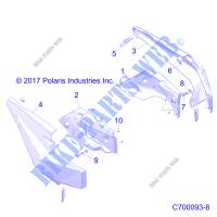 GARDE BOUE ARRIERES   Z20S1E99AG/AK/BG/BK (C700093 8) pour Polaris RZR RS1 de 2020
