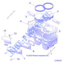CYLINDRE AND PISTON   Z20NAE99AC/AL/AN/BC/BL/BN/K99AF/AK/BF/BK/M99AL/R99AZ/BZ (C700279) pour Polaris RZR XP 1000 de 2020