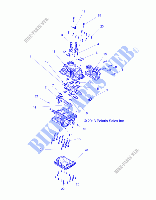 CARTERS MOTEUR AND CRANKSHAFT   Z20N4E99AC/AL/AN/BC/BL/BN/M99AL/K99AF/AK/BF/BK (49RGRCRANKCASE14RZR1000) pour Polaris RZR XP 4 1000 de 2020