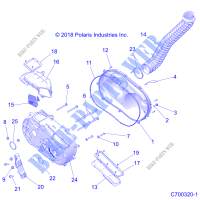 DRIVE TRAIN, COUVERCLE D'EMBRAYAGE AND DUCTING   Z20N4E92AL/AR/BL/BR (C700320 1) pour Polaris RZR XP TURBO 4 de 2020