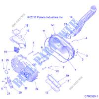 DRIVE TRAIN, COUVERCLE D'EMBRAYAGE AND DUCTING   Z20P4L92AG/AP/BG/BP/LG (C700320 1) pour Polaris RZR XP 4 TURBO S de 2020