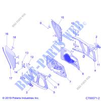 PORTES, REAR   Z19VFK99LE (C700571 2) pour Polaris RZR XP 4 1000 de 2019