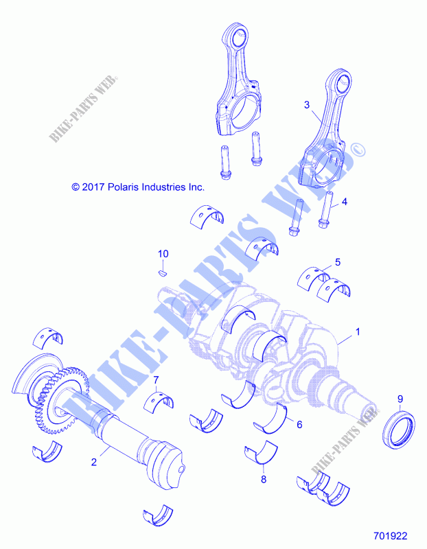 ENGINE, VILEBREQUIN AND BEARINGS   Z19VEL92AK/BK/AR/BR/LR/AM/BM (701922) pour Polaris RZR XP TURBO S de 2019      