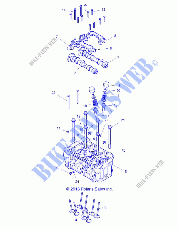 CYLINDRE HEAD AND VALVES   Z19VPL92AK/BK/AR/BR/AM/BM (49RGRVALVE14RZR1000) pour Polaris RZR XP 4 TURBO S de 2019