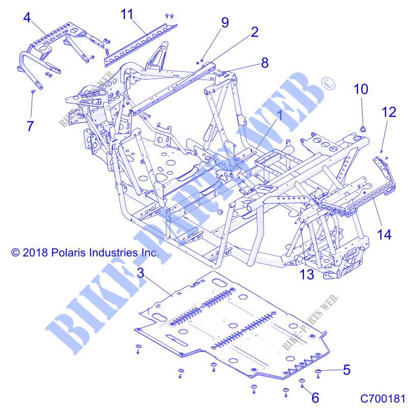 CHASSIS, CHASSIS AND SKID PLATE   Z19VHA57F2 (C700181) pour Polaris RZR 570 EU MD de 2019