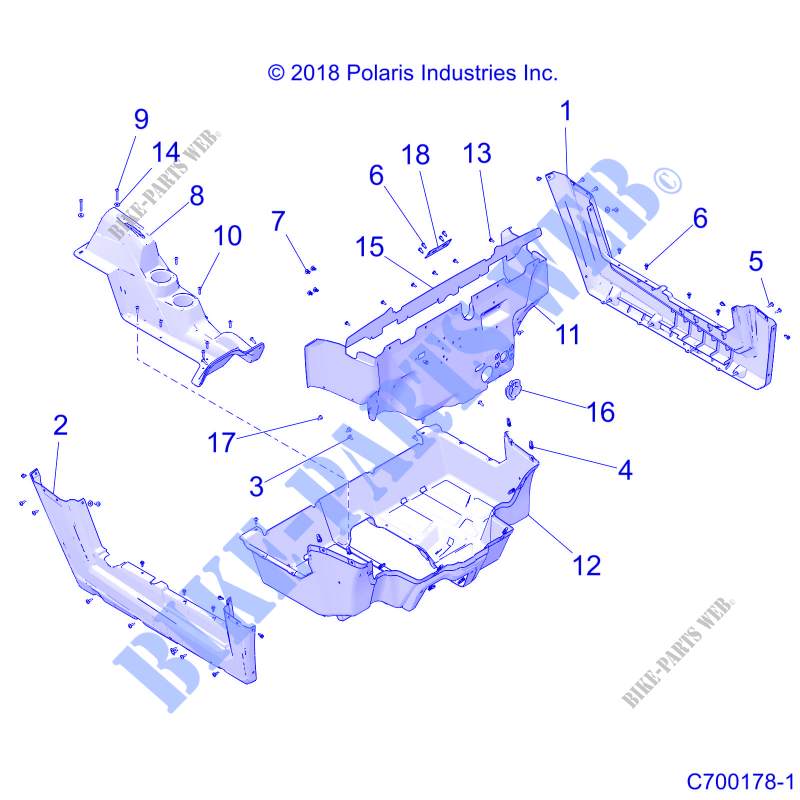 PLANCHER ET PANNEAUX LATERAUX   Z19VHA57F2 (C700718 1) pour Polaris RZR 570 EU MD de 2019