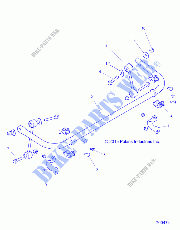 BARRE STABILISATRICE, REAR   Z16VDE92AE/AH/AV/AS/AW/N8 (700474) pour Polaris RZR XP TURBO de 2016      