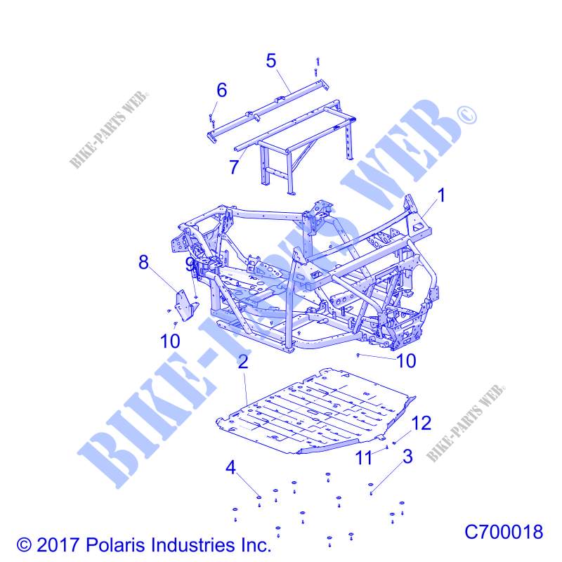CHASSIS, CHASSIS AND SKID PLATES   R20RRW99A9/AA/AF/AP/AX (C700018) pour Polaris RANGER XP 1000 EPS NORTHSTAR RC de 2020