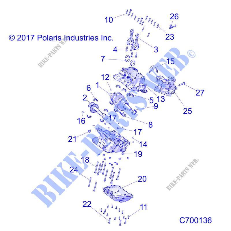 CARTERS MOTEUR AND CRANKSHAFT   G20GAE99A2/D99AK/AS/BK/BS (C700136) pour Polaris POLARIS GENERAL 1000 EPS DELUXE de 2020