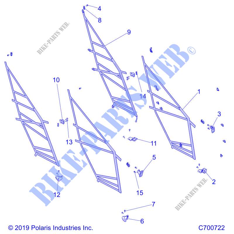 PORTES NETS   R20RSR99/A/B (C700722) pour Polaris RANGER CREW 1000 WINTER PREP FACTORY CHOICE de 2020