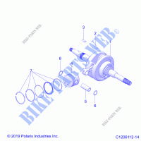 ENGINE, CRANKSHAFT AND PISTON   A21HBB07N3/N7 (C1206112 14) pour Polaris OUTLAW 70 MD de 2021