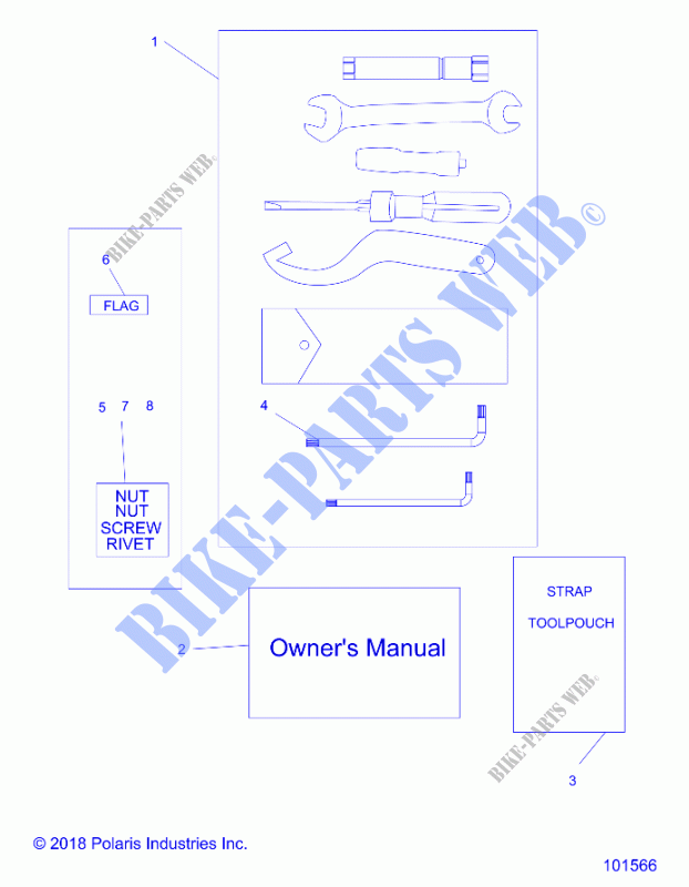 REFERENCES, OUTILS AND OWNERS MANUAL   A21HAB15N2 (101566) pour Polaris ACE 150 EFI MD de 2021