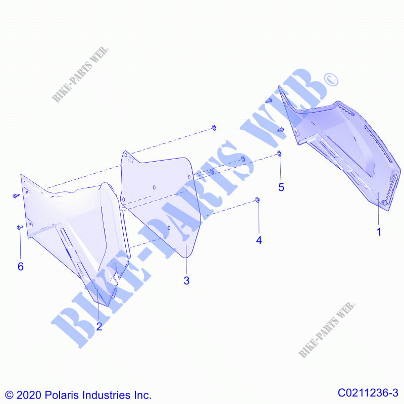 PANNEAUX LATERAUXS   A21SHY57AL/BL/Z57AD/BD (C0211236 3) pour Polaris SPORTSMAN 570 SP TRAIL PACKAGE de 2021