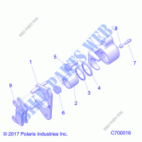 FREINS, REAR CALIPER   R21RRED4JA (C700016) pour Polaris RANGER 902 DIESEL ISRL TRACTOR de 2021