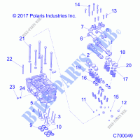 ENGINE, CYLINDER HEAD AND SOUPAPES   R21RRE99JA (C700049) pour Polaris RANGER XP 1000 EPS EU / IS de 2021