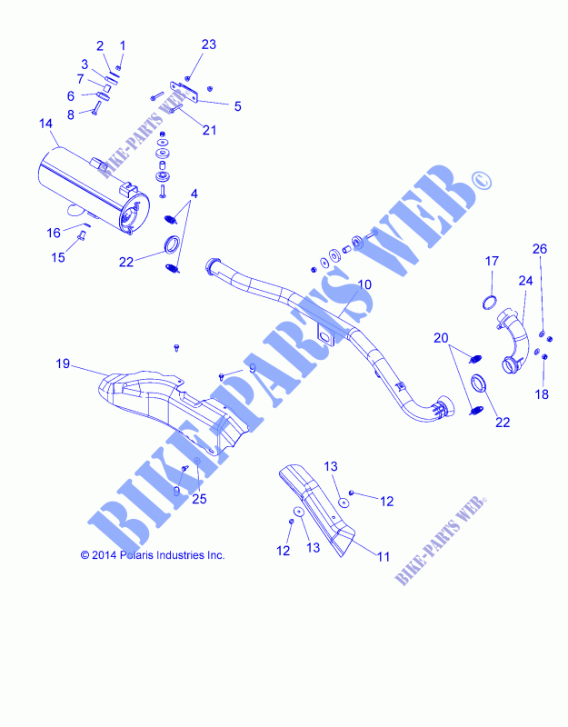 ECHAPPEMENT   A15SAA32EH (49ATVECHAPPEMENT15SPETX) pour Polaris HAWKEYE 325 2X4 de 2015