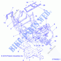 CHASSIS, MAIN FRAME AND SKID PLATES   Z21PAE92AE/AN/BE/BN/L92AL/AT/BL/BT (C700352 1) pour Polaris RZR TURBO S de 2021