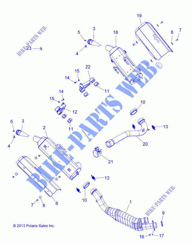 ECHAPPEMENT   A15SVE95HW (49ATVECHAPPEMENT14SCRAM) pour Polaris SCRAMBLER 1000 MD de 2015