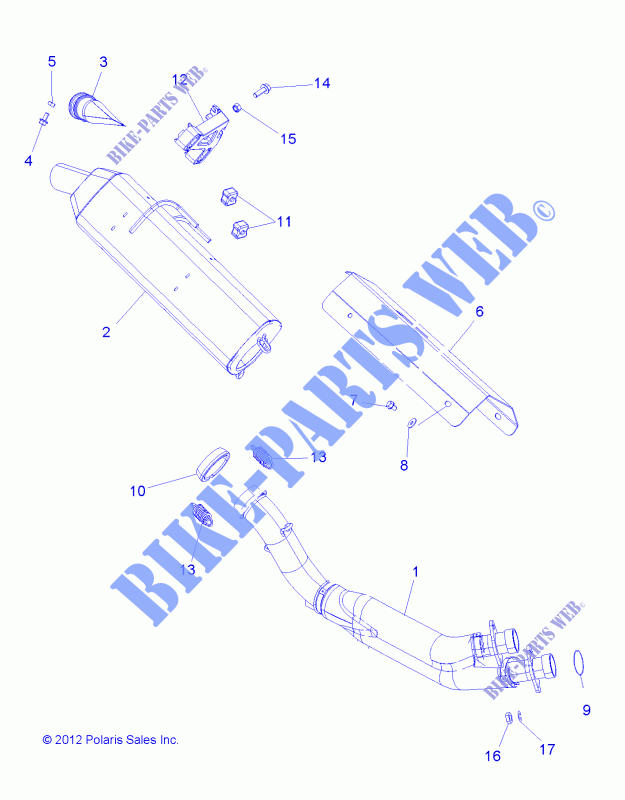 ECHAPPEMENT   A15SVA85AD (49ATVECHAPPEMENT13850SCRAM) pour Polaris SCRAMBLER 850 de 2015