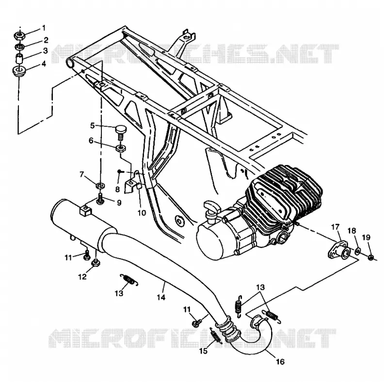 ECHAPPEMENT - W98CA28C (4945364536a013) Polaris ATV 300 1998 XPRESS 300  XPRESS 300 - W98CA28C