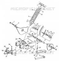 BRAS OSCILLANT ET AMORTISSEUR ARRIERE XPLORER 300 W97CC28C (4939813981C003) pour Polaris XPLORER 300 de 1997
