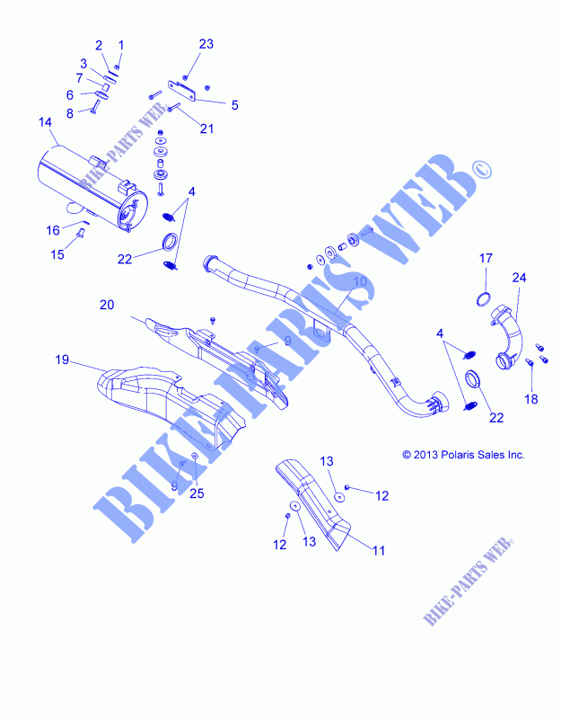ECHAPPEMENT   A15SEA57AA/AC/AD/LD (49ATVECHAPPEMENT14SP570) pour Polaris SPORTSMAN 570 EFI de 2015