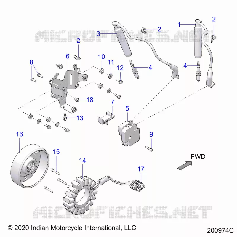 ELECTRICITE, IGNITION SYSTEM - N21TCEBB ALL OPTIONS (200974C) Polaris INDIAN MOTORCYCLE 1900 2021 CHIEFTAIN ELITE  CHIEFTAIN ELITE