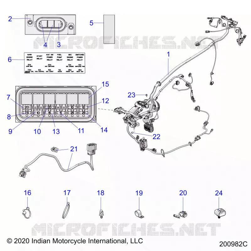 ELECTRICITE, WIRE HARNESS - N21TCBAA ALL OPTIONS (200982C) Polaris INDIAN MOTORCYCLE 1800 2021 CHIEFTAIN 111  CHIEFTAIN 111