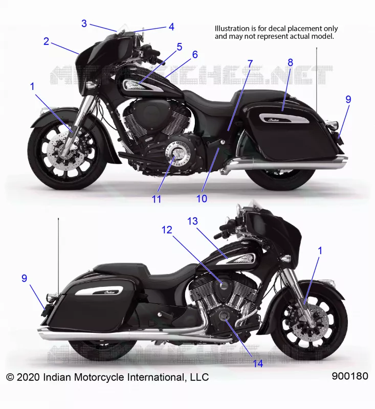 EMBLEMES - N21TCBAA ALL OPTIONS (900180) Polaris INDIAN MOTORCYCLE 1800 2021 CHIEFTAIN 111  CHIEFTAIN 111