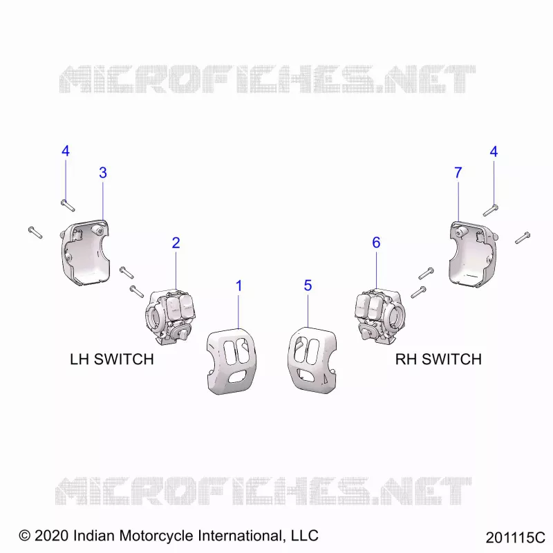 ELECTRICITE, SWITCH CONTROLS, LH/RH - N21THAAA ALL OPTIONS (201115C) Polaris INDIAN MOTORCYCLE 1800 2021 SPRINGFIELD 111  SPRINGFIELD 111
