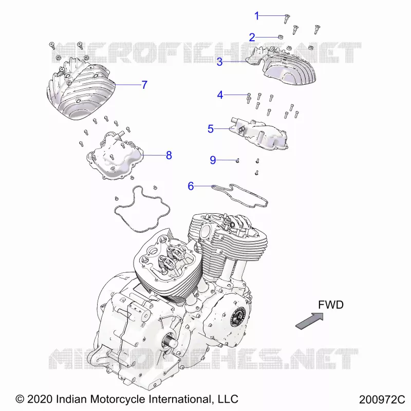 MOTEUR, ROCKER COVERS - N21THAAA ALL OPTIONS (200972C) Polaris INDIAN MOTORCYCLE 1800 2021 SPRINGFIELD 111  SPRINGFIELD 111