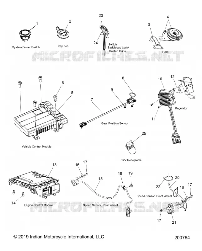 ELECTRICITE, COMPONENTS 1 - N20TCDBB ALL OPTIONS (200764) Polaris INDIAN MOTORCYCLE 1900 2020 CHIEFTAIN DARK HORSE  CHIEFTAIN DARK HORSE