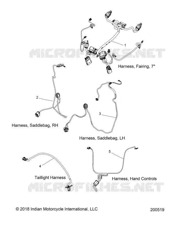 ELECTRICITE, WIRE HARNESS 2 - N20TCDBB ALL OPTIONS (200519) Polaris INDIAN MOTORCYCLE 1900 2020 CHIEFTAIN DARK HORSE  CHIEFTAIN DARK HORSE