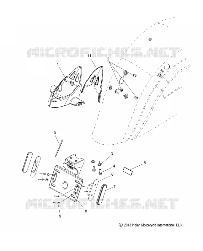 BODY, TAILLIGHT, LICENSE PLATE BRACKET - N19THAAA ALL OPTIONS (49INDIANLICENSE14) Polaris INDIAN MOTORCYCLE 1800 2019 SPRINGFIELD  SPRINGFIELD
