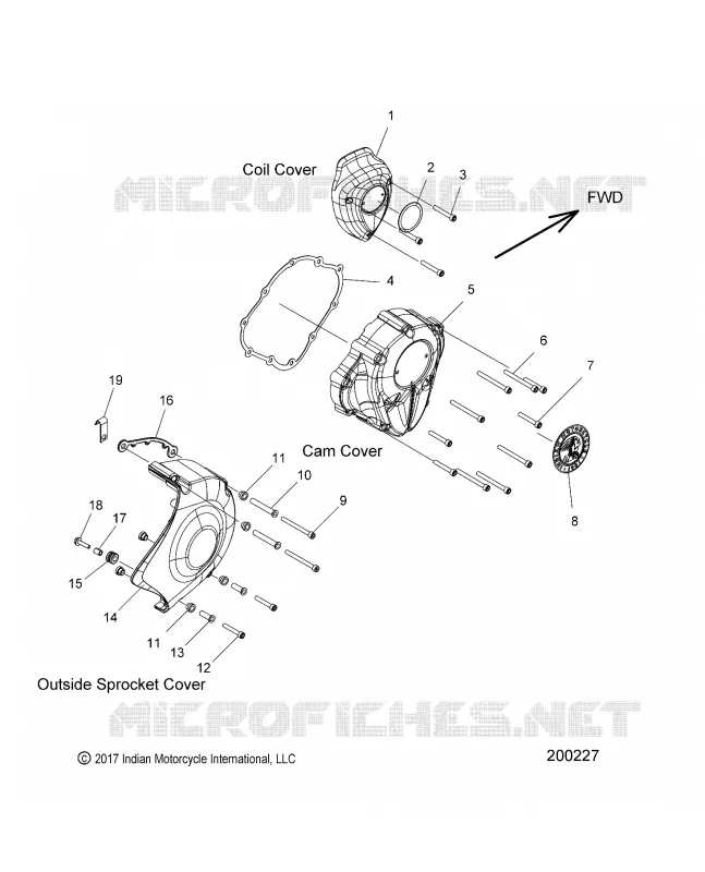 COUVERLCES MOTEUR DROITS - N19THAAA ALL OPTIONS (49INDIANENGCVR14) Polaris INDIAN MOTORCYCLE 1800 2019 SPRINGFIELD  SPRINGFIELD