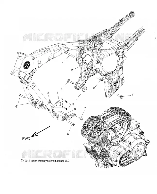 ENGINE, SUPPORT MOTEUR - N18THAAA ALL OPTIONS (49INDIANENGINEMTG14) Polaris INDIAN MOTORCYCLE 1800 2018 SPRINGFIELD  SPRINGFIELD