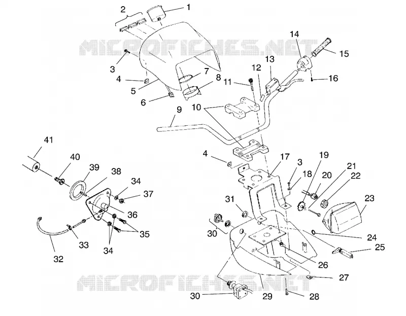 GUIDON ET PHARE ASSEMBLY XPLORER 4X4 W959140 (4930223022B011) Polaris ATV autre 1995 XPLORER  XPLORER - W959140