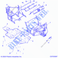 CHASSIS, MAIN FRAME AND SKID PLATES   G21G4J99AW/BW (C0703097) pour Polaris GENERAL 4 1000 RC EDITION de 2021