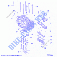 ENGINE, CYLINDER HEAD AND SOUPAPES   R21TAE99FA/SFA/SCA/SCK (C700600) pour Polaris RANGER 1000 FULL SIZE EPS EU / TRACTOR / ZUG de 2021
