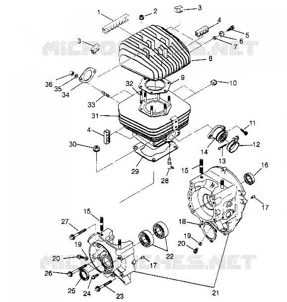 CARTERS MOTEUR AND CYLINDRE - W948527 (4926822682C005) Polaris ATV autre 1994 TRAIL BOSS  TRAIL BOSS - W948527