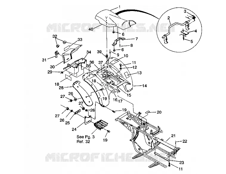 HABITACLE ARRIERE 2X4 350L W937539 (4924032403002A) Polaris ATV 350 1993 350L 2X4   350L 2X4 - W937539