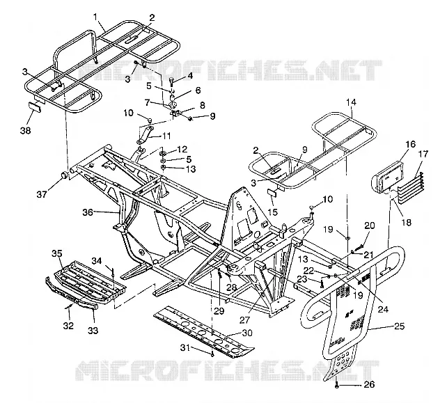 PARE CHOCS / PORTE PAQUET MOUNTING 4X4 350L S938139 (4924342434003A) Polaris ATV 350 1993 Euro 350L 4x4   Euro 350L 4x4 - S938139