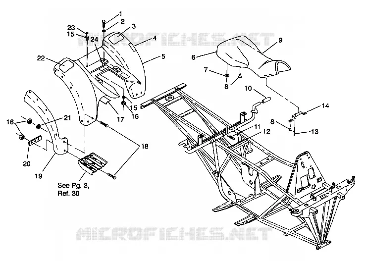 HABITACLE ARRIERE 6X6 350L W938739 (4924062406002A) Polaris ATV 350 1993 Euro 350L 6x6   Euro 350L 6x6 - S938739