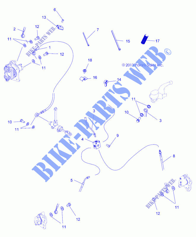 DURITES DE FREIN   A15SUH57AH (49ATVFREINLINE14570UTE) pour Polaris SPORTSMAN 570 EFI UTE HD de 2015