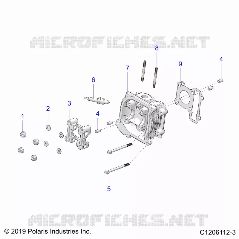 ENGINE, CULASSE ASM - A22HBB07B3/BB07B7 (C1206112-3) Polaris OUTLAW 70 2022 OUTLAW 70  OUTLAW 70